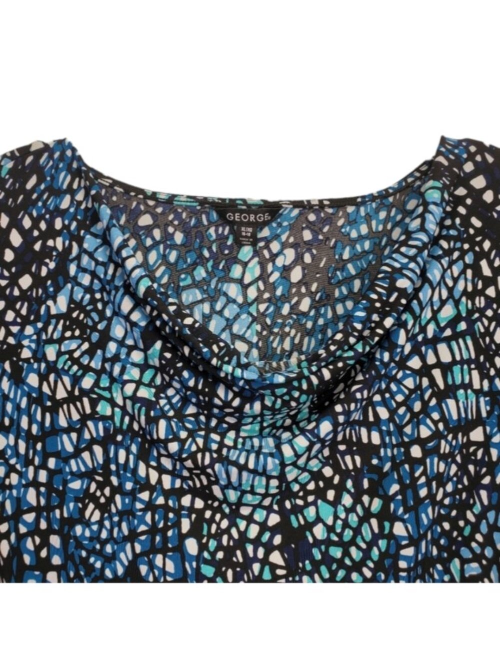 George Women's Dress Cowl Neck Midi Abstract Print Modest Size XL(16-18)